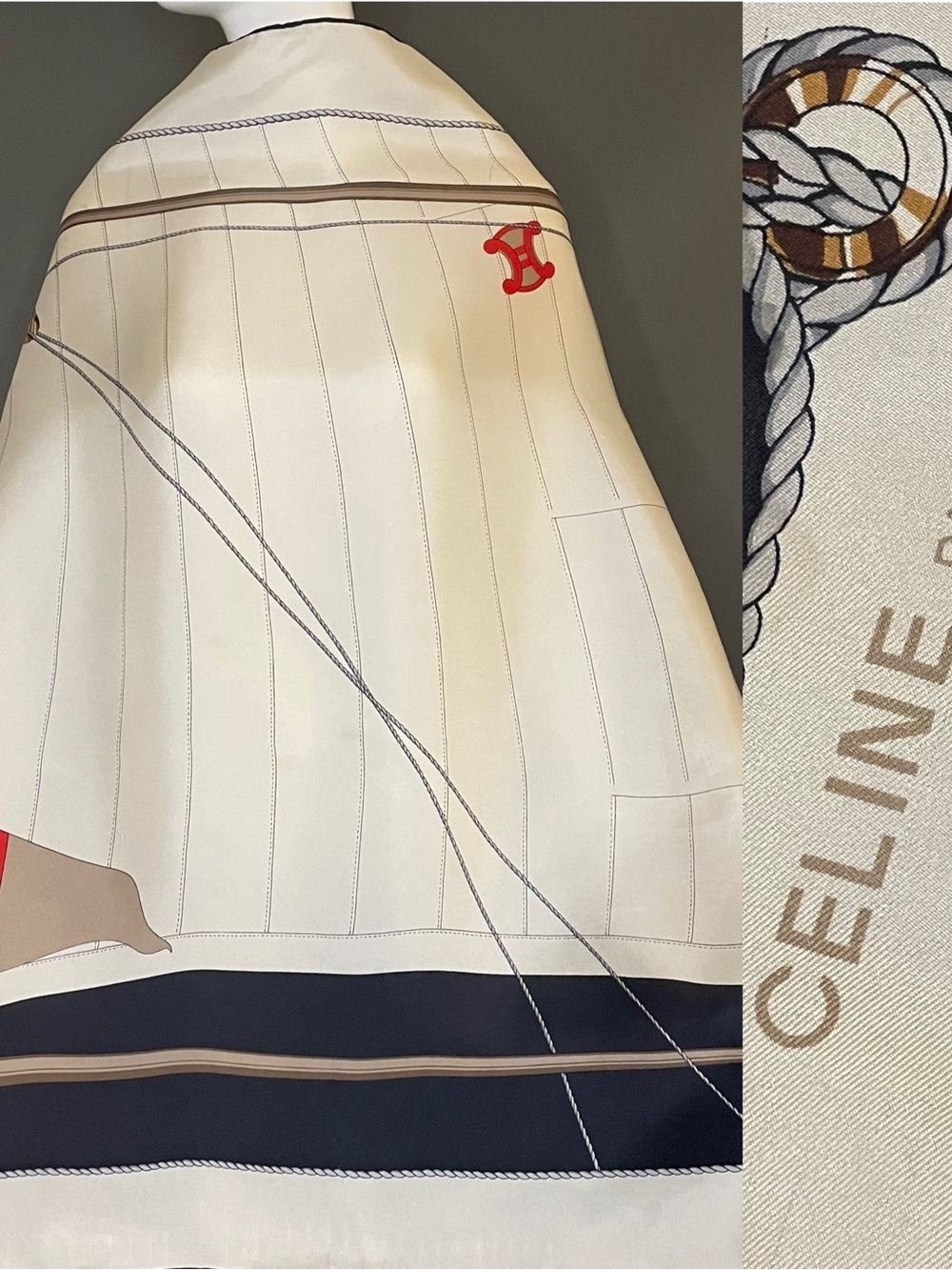 Lovely Celine Silk Scarf Nautical 34 In Sq Good Condition